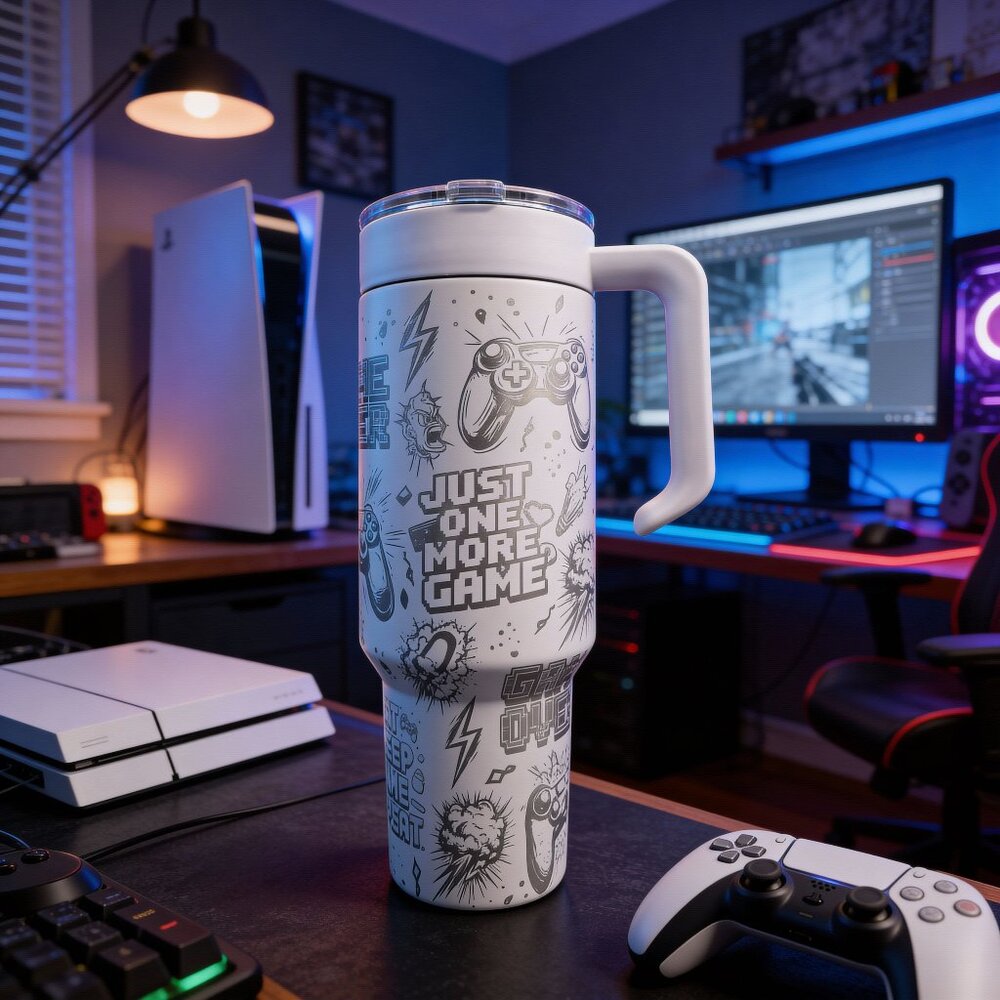 Engraved Gamer 40 oz Insulated Tumbler with Handle